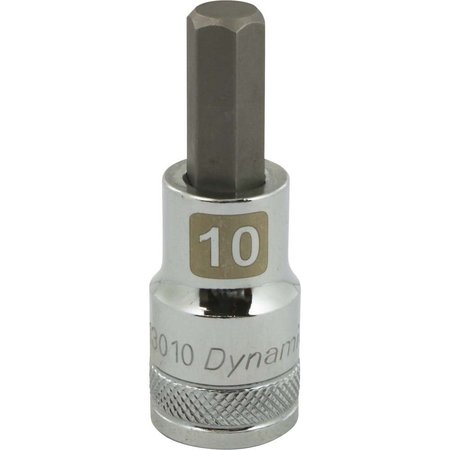 DYNAMIC Tools 1/2" Drive Metric Hex Head, 10mm Bit Std Length, Chrome Socket D013010